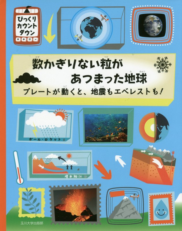 数かぎりない粒があつまった地球　プレートが動くと、地震もエベレストも！　　（びっくりカウントダウン）